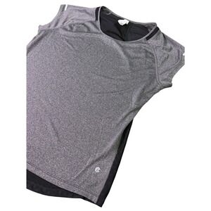 Women's Champion XXL Heathered Gray Black Mesh Workout Yoga Running Top